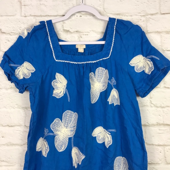 J. Crew Factory Linen Embroidered SquareNeck Dress - Picture 3 of 8